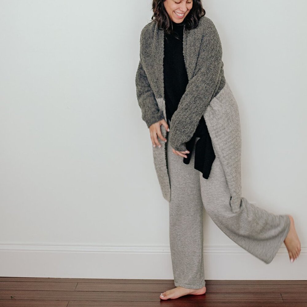 Gray Alpaca Wide Leg Pants